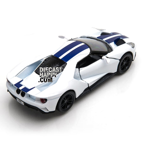 2017 Ford GT with Stripes 1:38 Scale Diecast Model White by Kinsmart