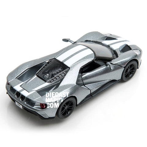 2017 Ford GT with Stripes 1:38 Scale Diecast Model Silver by Kinsmart