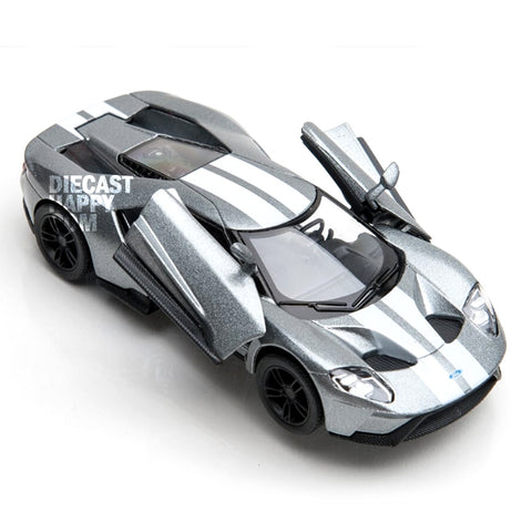 2017 Ford GT with Stripes 1:38 Scale Diecast Model Silver by Kinsmart