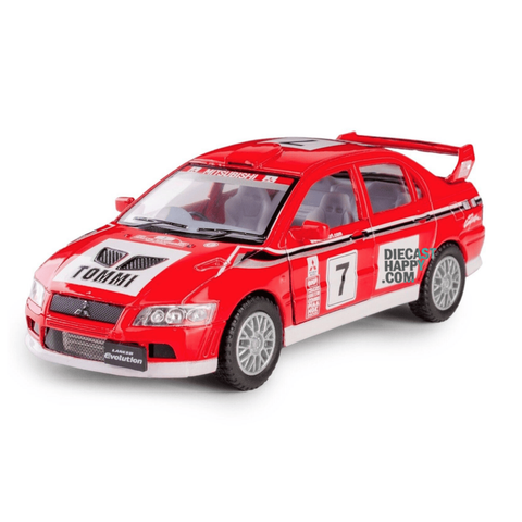 Mitsubishi Lancer Evolution VII WRC diecast model car with racing decals