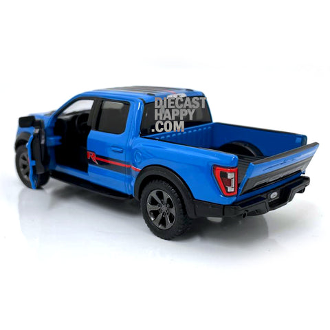 2022 Ford F-150 Raptor w/ Livery 1:46 Scale Diecast Model Blue by Kinsmart