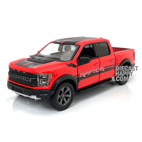 2022 Ford F-150 Raptor w/ Livery 1:46 Scale Diecast Model Red by Kinsmart
