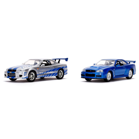 Fast & Furious Brian's 2002 Nissan Skyline GT-R R34 1:32 Scale Diecast Model by Jada 31980 (SET OF 2)