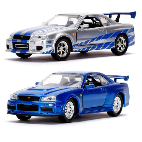 Fast & Furious Brian's 2002 Nissan Skyline GT-R R34 1:32 Scale Diecast Model by Jada 31980 (SET OF 2)