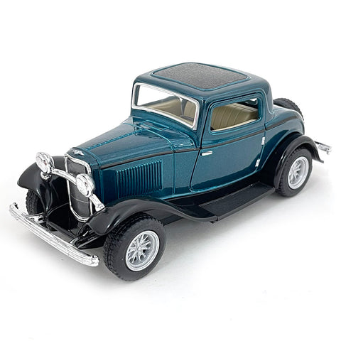 1932 Ford 3-Window Coupe 1:34 Scale Diecast Model Teal / Green by Kinsmart