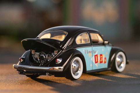 I Love The 50's 1959 Volkswagen Beetle 1:24 Scale Diecast Model Black by Jada 31382