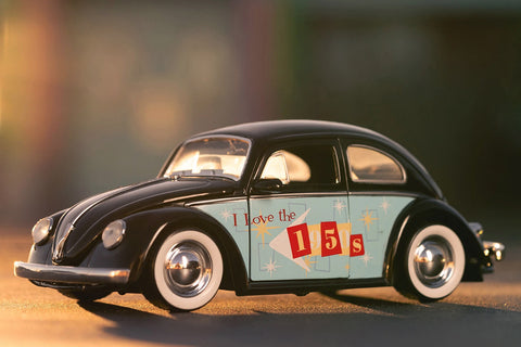 I Love The 50's 1959 Volkswagen Beetle 1:24 Scale Diecast Model Black by Jada 31382