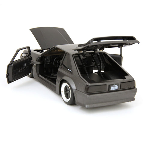 Bigtime Muscle 1989 Ford Mustang GT 1:24 Scale Diecast Model Gunmetal/Matte Black by Jada 33605 brian dom han diecast happy