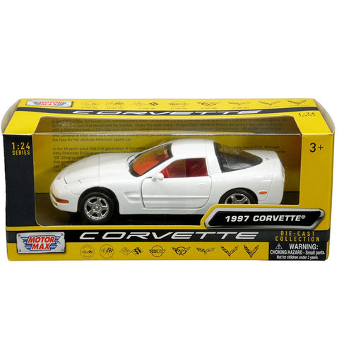 1997 Chevrolet Corvette C5 Hardtop 1:24 Scale Diecast Model with Red Interior White by Motor Max 73210