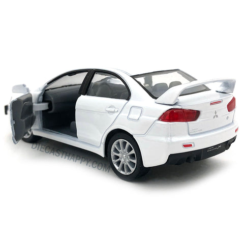 2008 Mitsubishi Lancer Evolution X 1:36 Scale Diecast Model White/Blue/Red/Yellow by Kinsmart (SET OF 4)