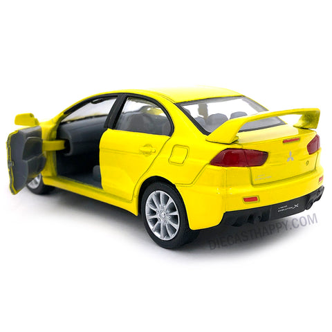 2008 Mitsubishi Lancer Evolution X 1:36 Scale Diecast Model White/Blue/Red/Yellow by Kinsmart (SET OF 4)