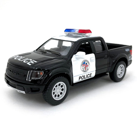 2013 Ford F-150 SVT Raptor Supercrew 1:46 Scale Diecast Model Police Edition Black / White by Kinsmart