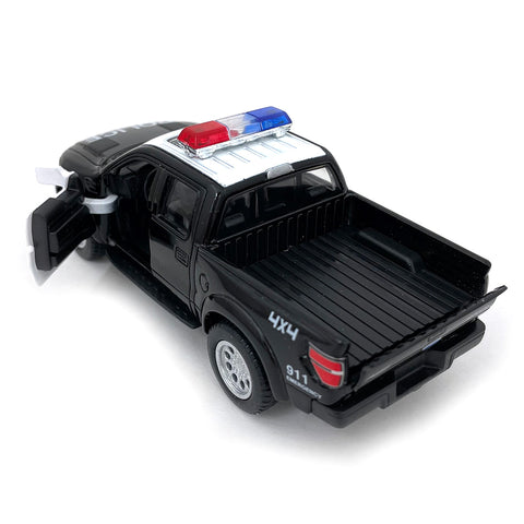 2013 Ford F-150 SVT Raptor Supercrew 1:46 Scale Diecast Model Police Edition Black / White by Kinsmart