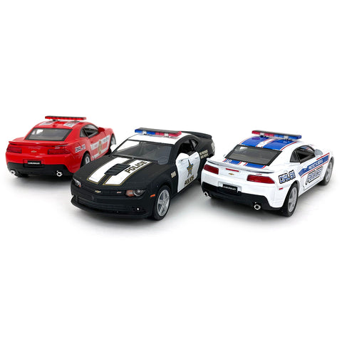 2014 Chevy Camaro 1:38 Scale Diecast Model Police / Firefighter Edition by Kinsmart (SET OF 3)