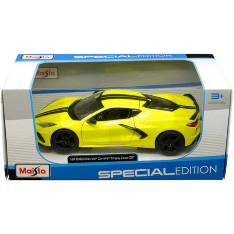 2020 Chevrolet Corvette Stingray Coupe Z51 1:24 Scale Diecast Model Yellow by Maisto 31527