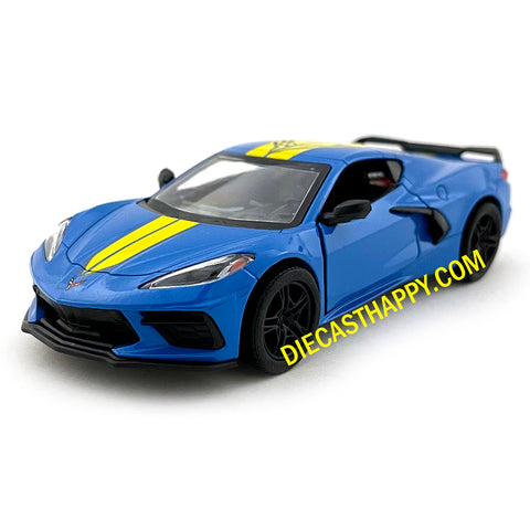 2021 Chevy Corvette C8 1:36 Scale Diecast Model Livery Edition Blue by Kinsmart