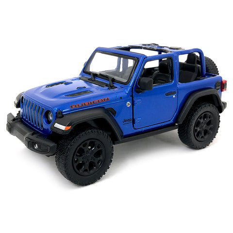 2021 Jeep Wrangler Rubicon 4x4 1:32 Scale Diecast Model Convertible Top Blue by Kinsmart