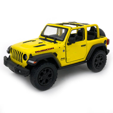 2018 Jeep Wrangler Rubicon 4x4 1:34 Scale Diecast Model Convertible Top Yellow by Kinsmart