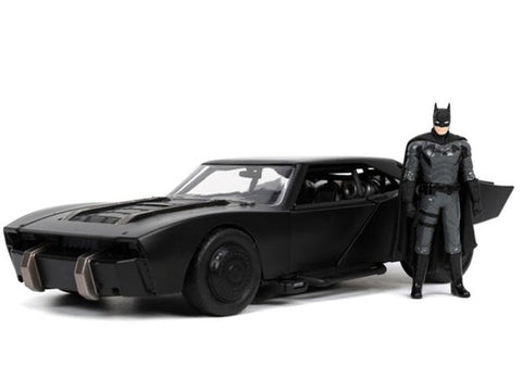 The Batman (2022) Movie Batmobile & Batman Figure 1:24 Scale Diecast Model Black by Jada 32731
