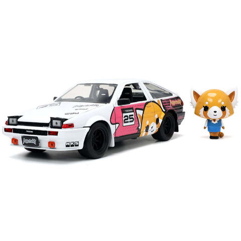 Aggretsuko 1986 Toyota Trueno AE86 1:24 Scale Diecast Model by Jada 33725