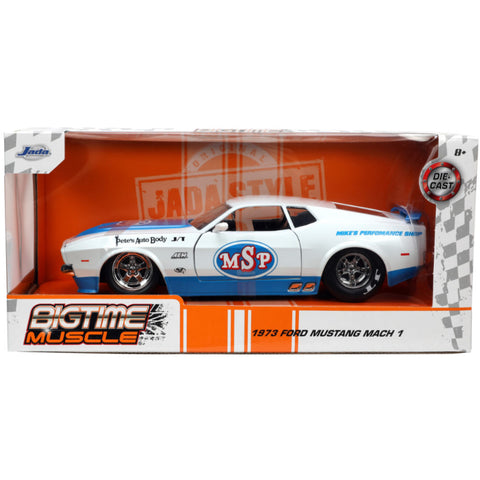 Bigtime Muscle 1973 Ford Mustang Mach 1 1:24 Scale Diecast Model Glossy White by Jada 33858