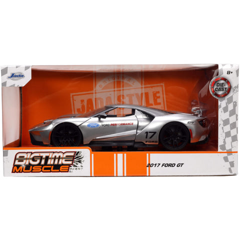 Bigtime Muscle 2017 Ford GT 1:24 Scale Diecast Model Candy Silver by Jada 33857