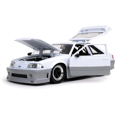 Bigtime Muscle 1989 Ford Mustang GT 5.0 1:24 Scale Diecast Model White/Gray by Jada 32668