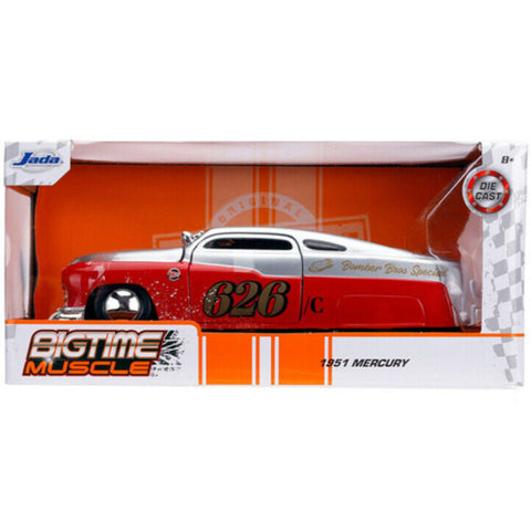 Bigtime Muscle 1951 Mercury "Holley" 1:24 Scale Diecast Model Red Silver by Jada 31454