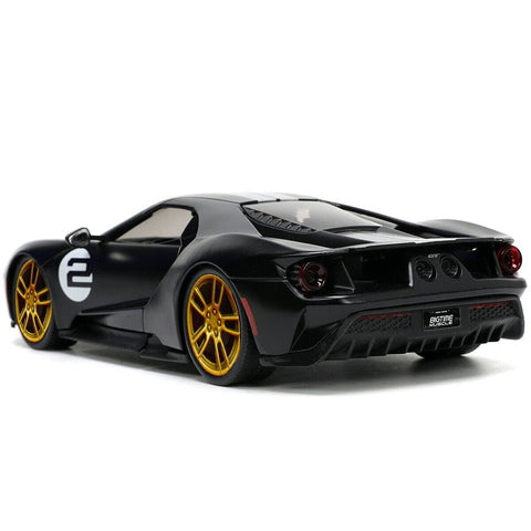 Bigtime Muscle 2017 Ford GT 1:24 Scale Diecast Model Matte Black Silver Stripes by Jada 33882 DIECAST HAPPY