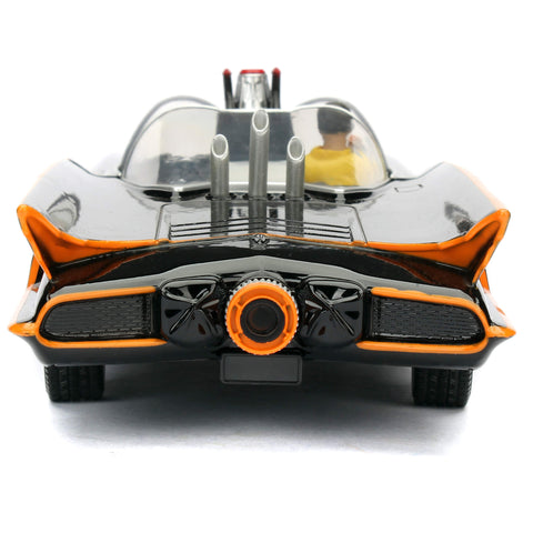 DC Comics Classic 1966 Batmobile with Batman & Robin Figure 1:24 Scale Diecast Model Black by Jada 98259