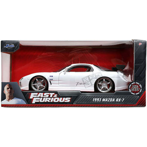 Fast & Furious 1992 Mazda RX-7 1:24 Scale Diecast Model HKS White by Jada 32607