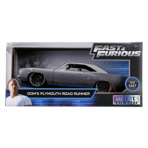 Fast & Furious Dom's 1970 Plymouth Road Runner 1:24 Scale Diecast Model Gray by Jada 30745