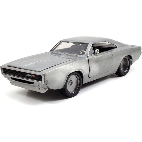 Fast & Furious Dom's 1968 Dodge Charger R/T 1:24 Scale Diecast Model Brush Metal by Jada 97336