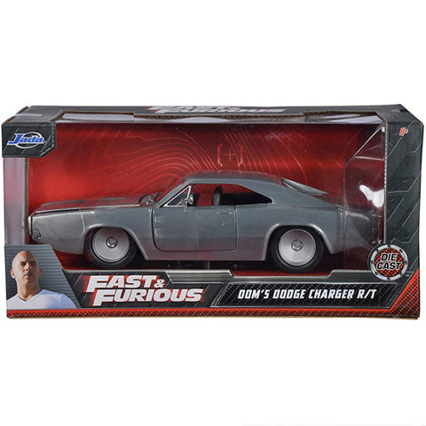 Fast & Furious Dom's 1968 Dodge Charger R/T 1:24 Scale Diecast Model Brush Metal by Jada 97336