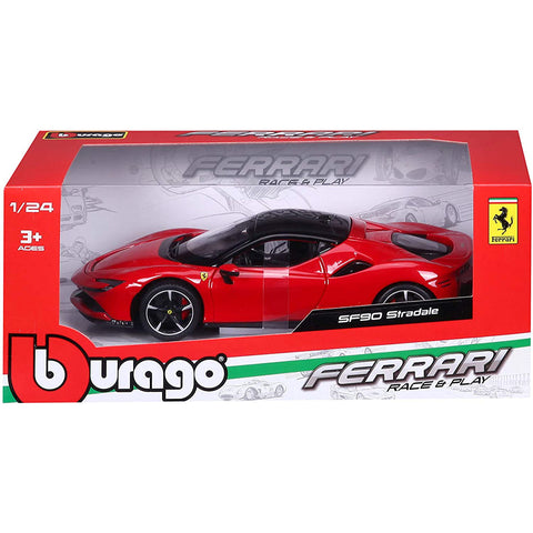 Ferrari Race & Play SF90 Stradale Red 1:24 Scale Diecast Model by Bburago 18-26028RD diecasthappy.com