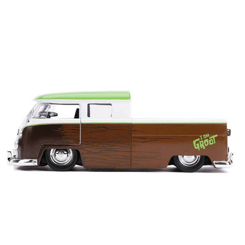 Guardians of the Galaxy 1963 Volkswagen Bus Pick Up Truck 1:24 Scale Diecast Model with Groot Figure by Jada 31202