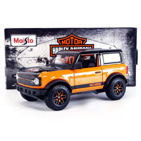 Harley-Davidson Custom 2021 Ford Bronco 1:24 Scale Diecast Model Orange by Maisto 32272 diecasthappy.com happy diecast