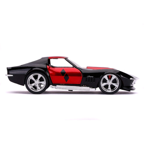 DC Comics Harley Quinn's 1969 Chevy Corvette Stingray 1:32 Scale Diecast Model Red by Jada 32095 diecasthappy.com
