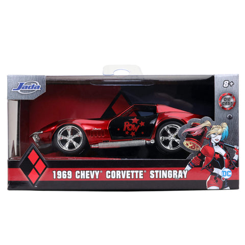 DC Comics Harley Quinn's 1969 Chevy Corvette Stingray 1:32 Scale Diecast Model Red by Jada 32095 diecasthappy.com