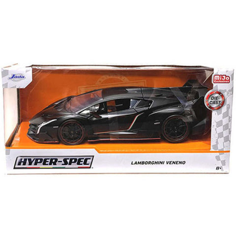 Hyper Spec 2014 Lamborghini Veneno 1:24 Scale Diecast Model Matte Black by Jada 33615