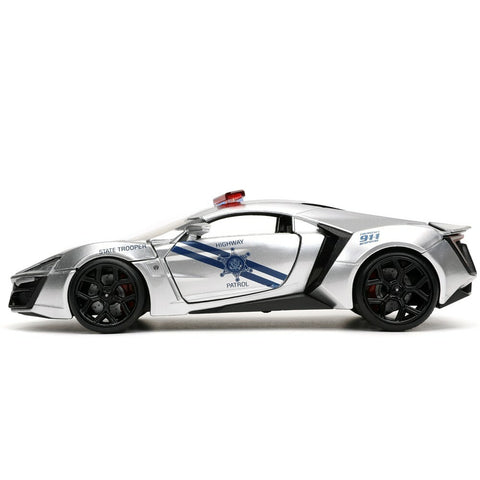 Hyper Spec 2017 Lykan Hypersport Police 1:24 Scale Diecast Model Silver Highway Patrol by Jada 32927