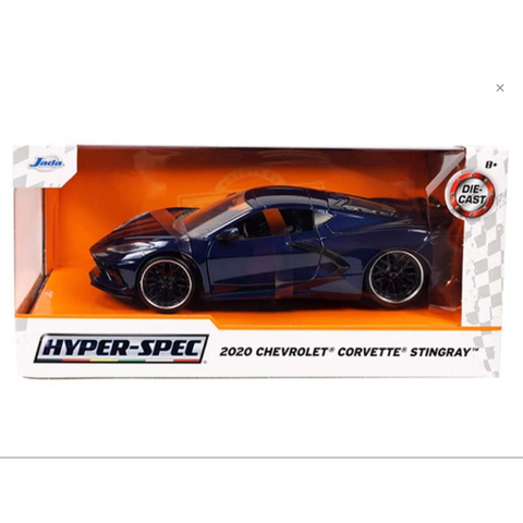 Hyper Spec 2020 Chevrolet Corvette Stingray C8 1:24 Scale Diecast Model Dark Blue by Jada 32949