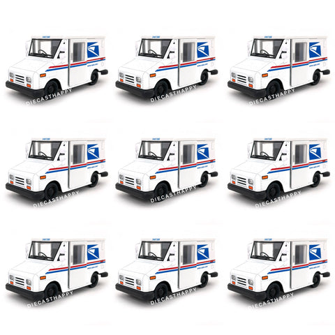 Set of 9 USPS Mail Delivery Truck 1:36 Scale Diecast Model White by Kinsmart