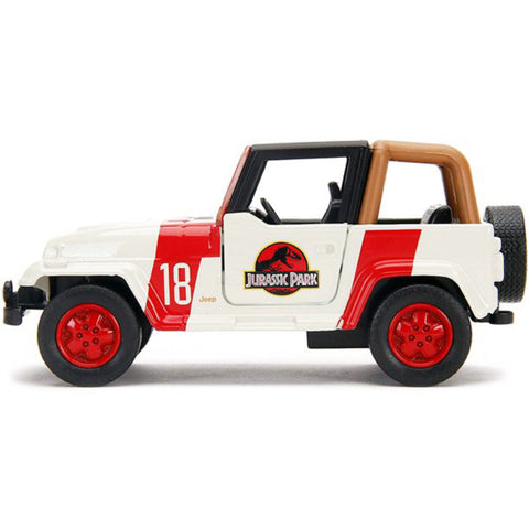 Jurassic World 1992 Jeep Wrangler 1:32 Scale Diecast Model White Red by Jada 32129