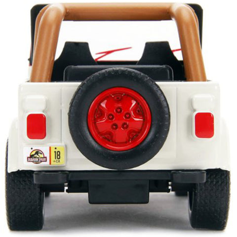 Jurassic World 1992 Jeep Wrangler 1:32 Scale Diecast Model White Red by Jada 32129