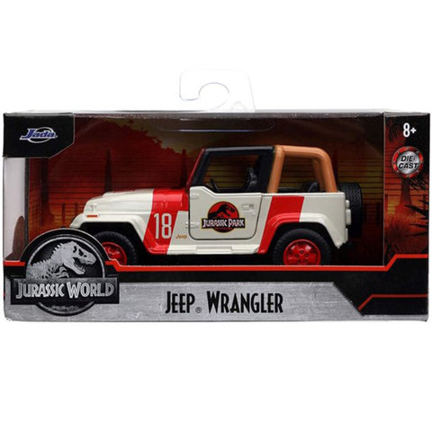 Jurassic World 1992 Jeep Wrangler 1:32 Scale Diecast Model White Red by Jada 32129