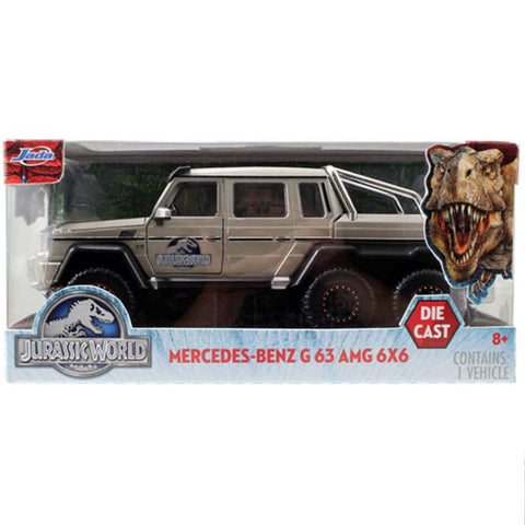 Jurassic World Mercedes Benz G63 AMG 6×6 1:24 Scale Diecast Model Silver by Jada 54035-W1