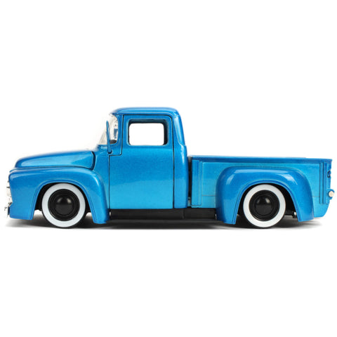 Just Trucks 1956 Ford F-100 Pickup With Extra Wheels 1:24 Scale Diecast Model Blue by Jada 31541