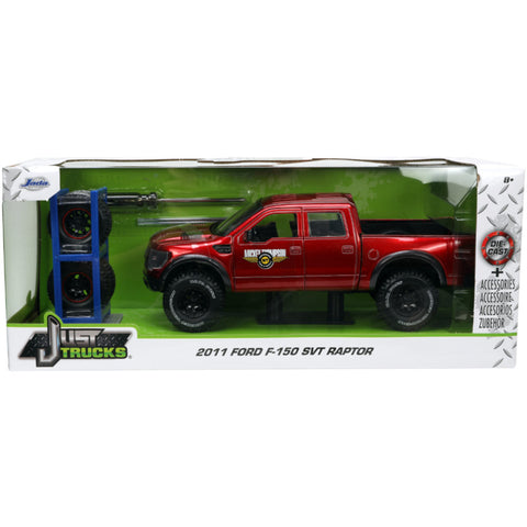 Just Trucks 2011 Ford F-150 SVT Raptor Pickup 1:24 Scale Diecast Model Mickey Thompson Red by Jada 33854
