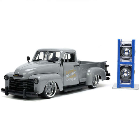 Just Trucks 1953 Chevrolet Pickup Truck With Extra Wheels 1:24 Scale Diecast Model Gray by Jada 34023 diecasthappy.com